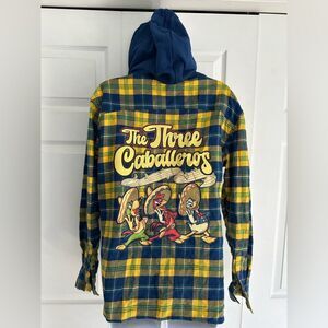 Disney Parks The Three Caballeros Plaid Flannel Shirt Hoodie XS